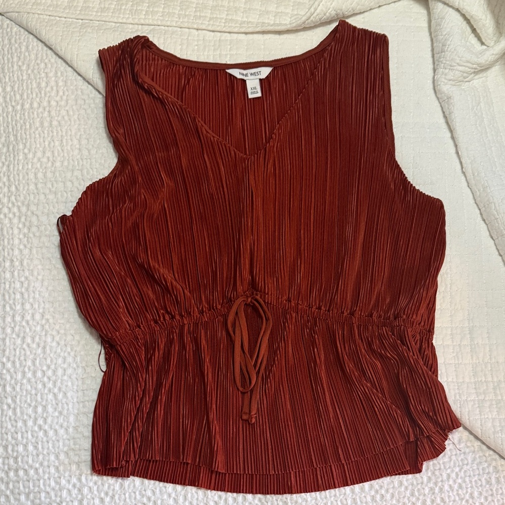 Nine West Women's Pleated Rust Blouse